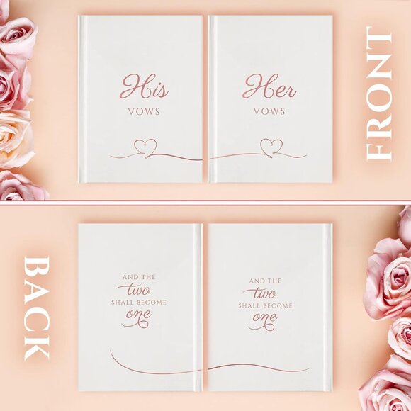 Hard Cover His and Her Rose Gold Wedding Vow Book - Picture 6 of 7